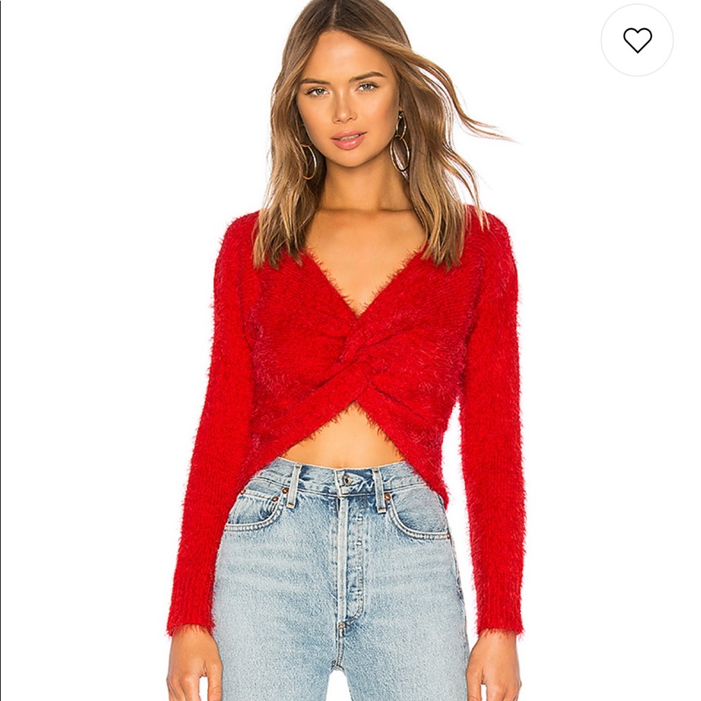 Twist Front Sweater in Red